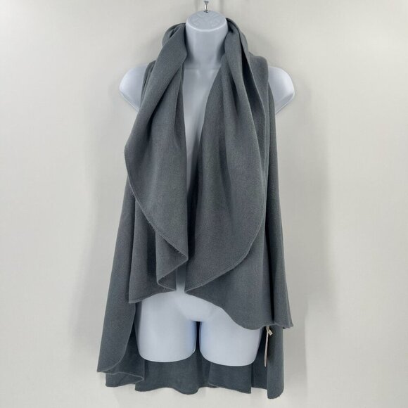 Look by M New York Gray Cozy Shawl Vest OS Drape Sweater Wrap Layering Lounge - Picture 1 of 10